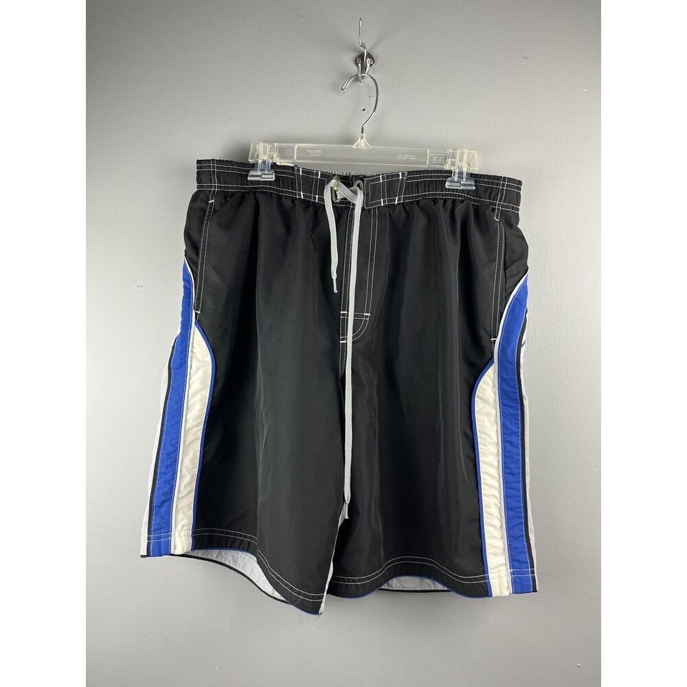 Speedo Swim Trunks Shorts‎ Mens Medium Drawstring Gray/Blue Board Shorts